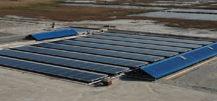 한국전력이 염전위에서 전기와 소금을 동시에 생산할 수 있는 '염전 태양광 발전시스템'을 개발해, 화제가 되고 있다.   사진제공 = 한전